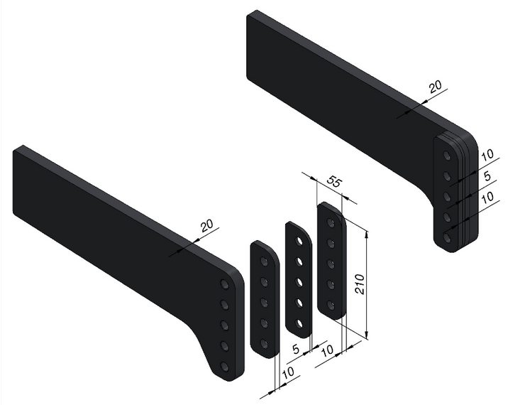 Distanzplatten zu Universalanbaulaschen t=10mm 1 Paar